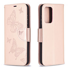 Funda de Cuero Cartera con Soporte Mariposa Carcasa B01F para Samsung Galaxy A52 5G Oro Rosa