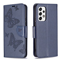 Funda de Cuero Cartera con Soporte Mariposa Carcasa B01F para Samsung Galaxy A53 5G Azul