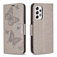 Funda de Cuero Cartera con Soporte Mariposa Carcasa B01F para Samsung Galaxy A53 5G Gris