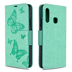 Funda de Cuero Cartera con Soporte Mariposa Carcasa B01F para Samsung Galaxy A70E Verde