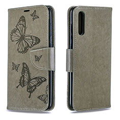 Funda de Cuero Cartera con Soporte Mariposa Carcasa B01F para Samsung Galaxy A70S Gris