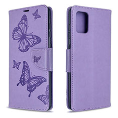 Funda de Cuero Cartera con Soporte Mariposa Carcasa B01F para Samsung Galaxy A71 5G Purpura Claro