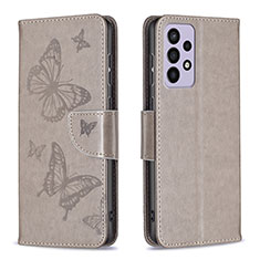 Funda de Cuero Cartera con Soporte Mariposa Carcasa B01F para Samsung Galaxy A73 5G Gris