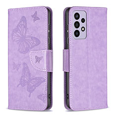 Funda de Cuero Cartera con Soporte Mariposa Carcasa B01F para Samsung Galaxy A73 5G Purpura Claro