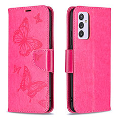 Funda de Cuero Cartera con Soporte Mariposa Carcasa B01F para Samsung Galaxy A82 5G Rosa Roja