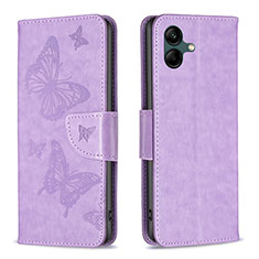 Funda de Cuero Cartera con Soporte Mariposa Carcasa B01F para Samsung Galaxy F04 Purpura Claro