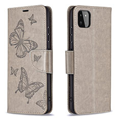 Funda de Cuero Cartera con Soporte Mariposa Carcasa B01F para Samsung Galaxy F42 5G Gris