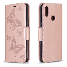 Funda de Cuero Cartera con Soporte Mariposa Carcasa B01F para Samsung Galaxy M01s Oro Rosa