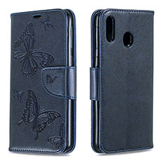 Funda de Cuero Cartera con Soporte Mariposa Carcasa B01F para Samsung Galaxy M20 Azul