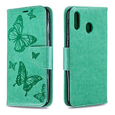 Funda de Cuero Cartera con Soporte Mariposa Carcasa B01F para Samsung Galaxy M20 Verde