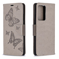 Funda de Cuero Cartera con Soporte Mariposa Carcasa B01F para Samsung Galaxy Note 20 Ultra 5G Gris