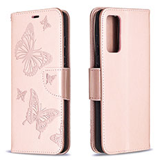 Funda de Cuero Cartera con Soporte Mariposa Carcasa B01F para Samsung Galaxy S20 FE 4G Oro Rosa