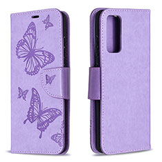 Funda de Cuero Cartera con Soporte Mariposa Carcasa B01F para Samsung Galaxy S20 FE 4G Purpura Claro