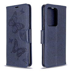 Funda de Cuero Cartera con Soporte Mariposa Carcasa B01F para Samsung Galaxy S20 Plus 5G Azul