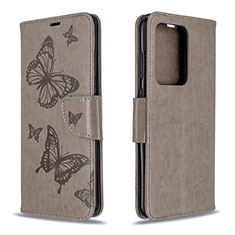 Funda de Cuero Cartera con Soporte Mariposa Carcasa B01F para Samsung Galaxy S20 Plus 5G Gris