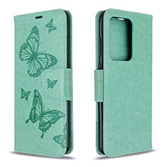 Funda de Cuero Cartera con Soporte Mariposa Carcasa B01F para Samsung Galaxy S20 Plus 5G Verde