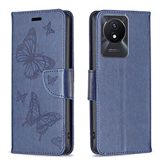 Funda de Cuero Cartera con Soporte Mariposa Carcasa B01F para Vivo Y11 (2023) Azul