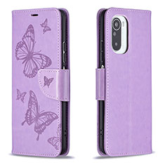 Funda de Cuero Cartera con Soporte Mariposa Carcasa B01F para Xiaomi Mi 11X 5G Purpura Claro