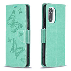 Funda de Cuero Cartera con Soporte Mariposa Carcasa B01F para Xiaomi Mi 11X 5G Verde