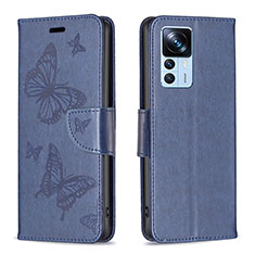 Funda de Cuero Cartera con Soporte Mariposa Carcasa B01F para Xiaomi Mi 12T 5G Azul