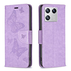 Funda de Cuero Cartera con Soporte Mariposa Carcasa B01F para Xiaomi Mi 13 Pro 5G Purpura Claro