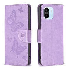 Funda de Cuero Cartera con Soporte Mariposa Carcasa B01F para Xiaomi Poco C51 Purpura Claro