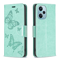 Funda de Cuero Cartera con Soporte Mariposa Carcasa B01F para Xiaomi Poco F5 5G Verde