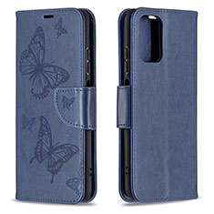 Funda de Cuero Cartera con Soporte Mariposa Carcasa B01F para Xiaomi Poco M5S Azul