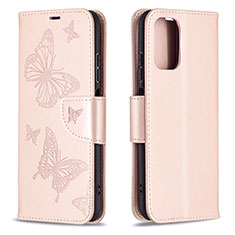 Funda de Cuero Cartera con Soporte Mariposa Carcasa B01F para Xiaomi Poco M5S Oro Rosa