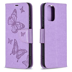 Funda de Cuero Cartera con Soporte Mariposa Carcasa B01F para Xiaomi Poco M5S Purpura Claro