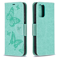 Funda de Cuero Cartera con Soporte Mariposa Carcasa B01F para Xiaomi Poco M5S Verde