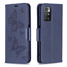 Funda de Cuero Cartera con Soporte Mariposa Carcasa B01F para Xiaomi Redmi 10 (2022) Azul