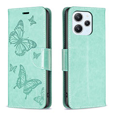 Funda de Cuero Cartera con Soporte Mariposa Carcasa B01F para Xiaomi Redmi 12 4G Verde