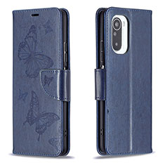 Funda de Cuero Cartera con Soporte Mariposa Carcasa B01F para Xiaomi Redmi K40 5G Azul