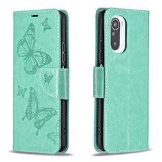 Funda de Cuero Cartera con Soporte Mariposa Carcasa B01F para Xiaomi Redmi K40 5G Verde