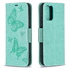 Funda de Cuero Cartera con Soporte Mariposa Carcasa B01F para Xiaomi Redmi Note 10 4G Verde