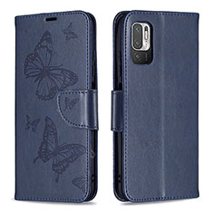 Funda de Cuero Cartera con Soporte Mariposa Carcasa B01F para Xiaomi Redmi Note 10 5G Azul