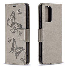 Funda de Cuero Cartera con Soporte Mariposa Carcasa B01F para Xiaomi Redmi Note 10 Pro 4G Gris