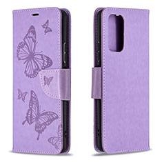 Funda de Cuero Cartera con Soporte Mariposa Carcasa B01F para Xiaomi Redmi Note 10 Pro 4G Purpura Claro