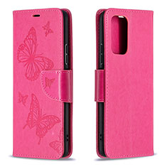 Funda de Cuero Cartera con Soporte Mariposa Carcasa B01F para Xiaomi Redmi Note 10 Pro 4G Rosa Roja