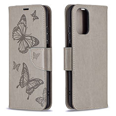 Funda de Cuero Cartera con Soporte Mariposa Carcasa B01F para Xiaomi Redmi Note 10S 4G Gris