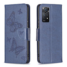 Funda de Cuero Cartera con Soporte Mariposa Carcasa B01F para Xiaomi Redmi Note 11 Pro 4G Azul