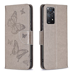 Funda de Cuero Cartera con Soporte Mariposa Carcasa B01F para Xiaomi Redmi Note 11 Pro 4G Gris