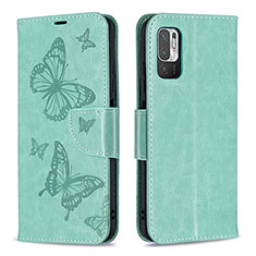 Funda de Cuero Cartera con Soporte Mariposa Carcasa B01F para Xiaomi Redmi Note 11 SE 5G Verde