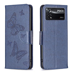 Funda de Cuero Cartera con Soporte Mariposa Carcasa B01F para Xiaomi Redmi Note 11E Pro 5G Azul