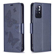 Funda de Cuero Cartera con Soporte Mariposa Carcasa B01F para Xiaomi Redmi Note 11S 5G Azul