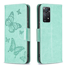 Funda de Cuero Cartera con Soporte Mariposa Carcasa B01F para Xiaomi Redmi Note 12 Pro 4G Verde