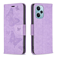 Funda de Cuero Cartera con Soporte Mariposa Carcasa B01F para Xiaomi Redmi Note 12 Turbo 5G Purpura Claro