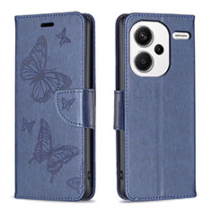 Funda de Cuero Cartera con Soporte Mariposa Carcasa B01F para Xiaomi Redmi Note 13 Pro+ Plus 5G Azul