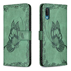 Funda de Cuero Cartera con Soporte Mariposa Carcasa B02F para Samsung Galaxy A02 Verde